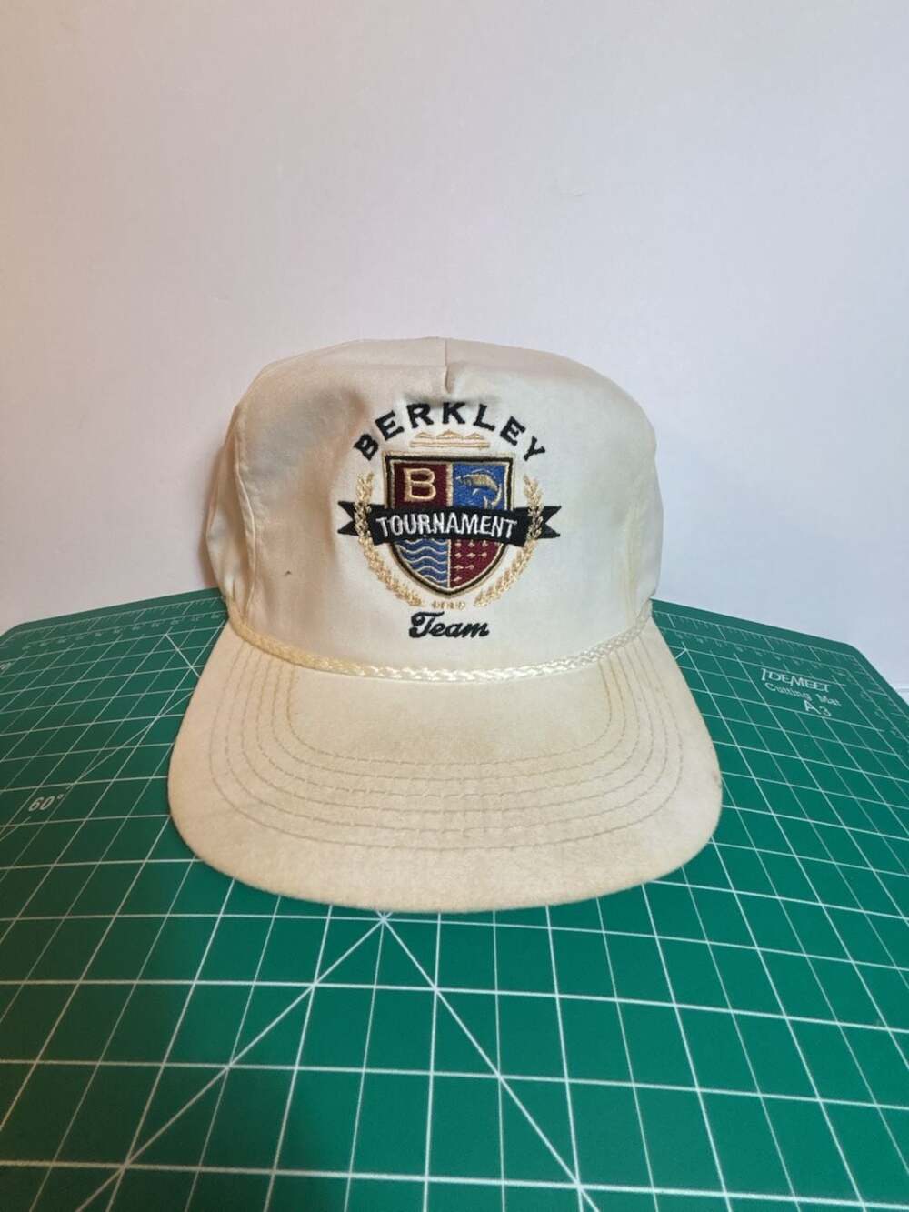 Vintage Berkley Tournament Team Snapback Rope Trucker Hat White